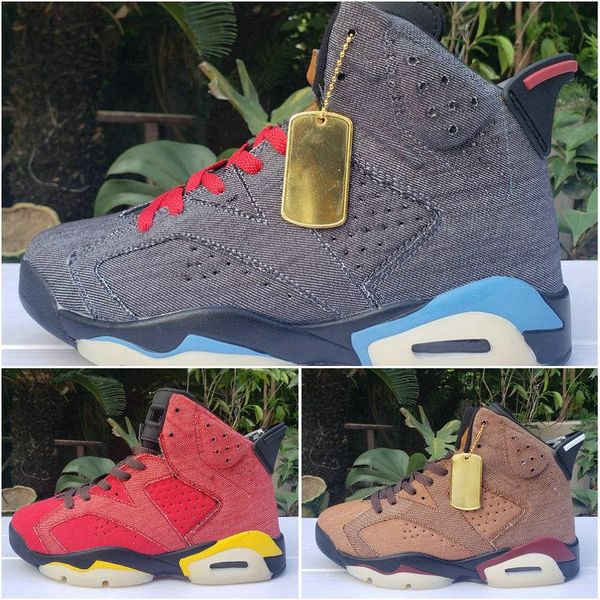 2020 new mens jumpman 6 washed denim 6s basketball shoes dark grey brown red jeans sports designer sneakers trainers size us7-13
2020 new mens jumpman 6 washed denim 6s basketball shoes dark grey brown red jeans sports designer sneakers trainers size us7-13