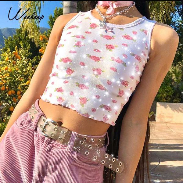 weekeep streetwear floral print female cute crop casual ruffles o-neck sleeveless tank 2020 summer vintage fashion vest, White
weekeep streetwear floral print female cute crop casual ruffles o-neck sleeveless tank 2020 summer vintage fashion vest, White