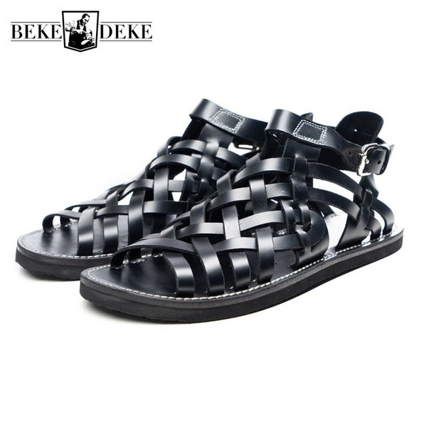 sandals luxury men summer cowhide genuine leather italian handmade weave open toe gladiator male vintage flats shoes, Black
sandals luxury men summer cowhide genuine leather italian handmade weave open toe gladiator male vintage flats shoes, Black