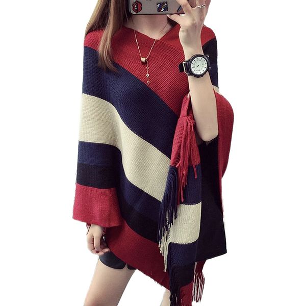 2020 fashion women poncho cape-style pullover sweaters striped pattern oversized sweaters female pull femme sweter mujer, White;black
2020 fashion women poncho cape-style pullover sweaters striped pattern oversized sweaters female pull femme sweter mujer, White;black
