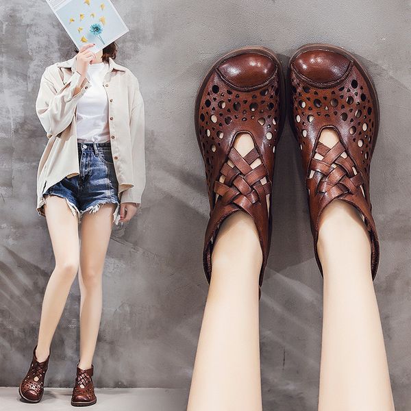 ways is hollow out sandals high head layer cowhide short boots for hole hole cool boots for women's shoes, Black
ways is hollow out sandals high head layer cowhide short boots for hole hole cool boots for women's shoes, Black