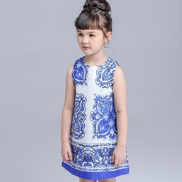 biniduckling summer girls dress children designer brand rose blue white porcelain sleeveless princess party kids dresses clothes, Red;yellow
biniduckling summer girls dress children designer brand rose blue white porcelain sleeveless princess party kids dresses clothes, Red;yellow