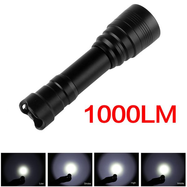 

flashlights torches waterproof high power underwater 150m 1000lm xm-l2/u2 handheld diving lamp torch + 18650 battery charger