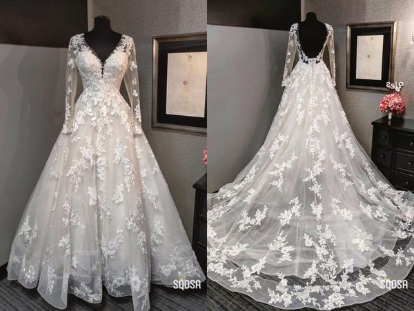 elegant lace a line wedding dresses gown princess designer v neck real p illusion long sleeves chapel train bridal gowns, White
elegant lace a line wedding dresses gown princess designer v neck real p illusion long sleeves chapel train bridal gowns, White