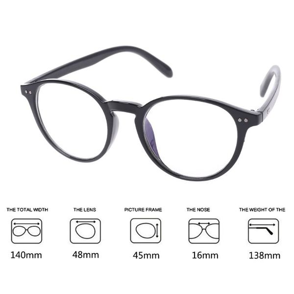 men women glasses frame anti blue ray anti radiation retro round frame eyewear, Black
men women glasses frame anti blue ray anti radiation retro round frame eyewear, Black