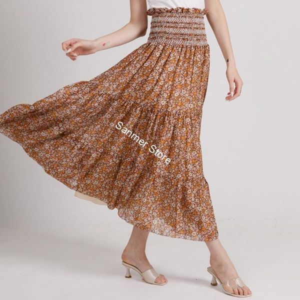 women silk cotton skirt bohemian floral high elastic waist a-line print lady casual mid-calf skirt for holiday, Black
women silk cotton skirt bohemian floral high elastic waist a-line print lady casual mid-calf skirt for holiday, Black