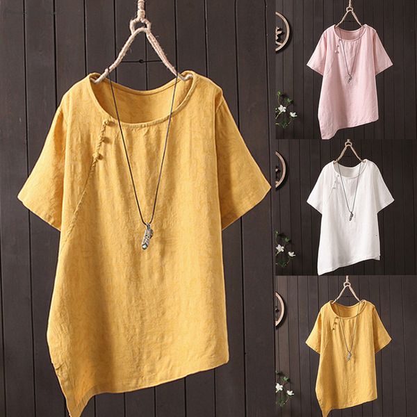 women shirts linen plus size irregular button tanic popular elegant loose casual summer blouse women shirts, White
women shirts linen plus size irregular button tanic popular elegant loose casual summer blouse women shirts, White