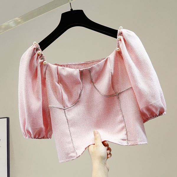 crop woman beaded diamond square collar off-shoulder short shirt female 2020 new summer blusas mujer nancylim, White
crop woman beaded diamond square collar off-shoulder short shirt female 2020 new summer blusas mujer nancylim, White