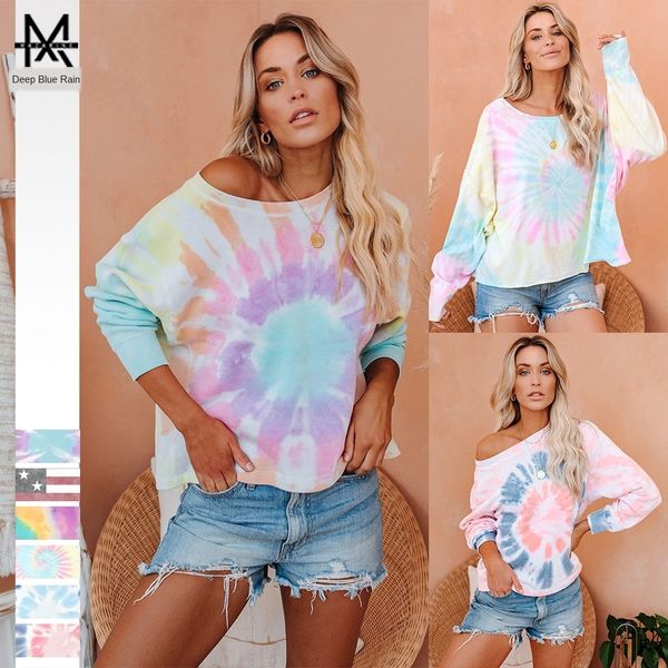 2020 tie-dyed fashion women's casual loose round neck sweater gradient tide fan off-shoulder base sweater shirt shirt, Black
2020 tie-dyed fashion women's casual loose round neck sweater gradient tide fan off-shoulder base sweater shirt shirt, Black