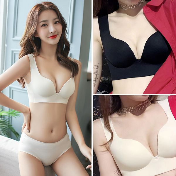 women's vest style seamless women bra 2020 wire comfortable sleep underwear full cup female sports bra sports underwear, White;black
women's vest style seamless women bra 2020 wire comfortable sleep underwear full cup female sports bra sports underwear, White;black