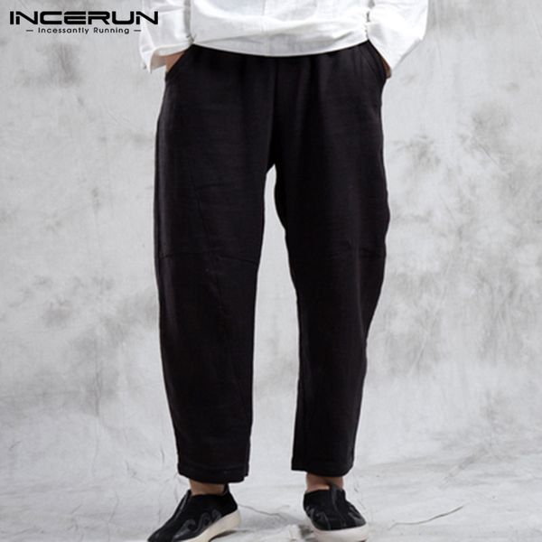 incerun chinese style men casual pants solid color cotton streetwear elastic waist joggers trousers men vintage leisure pantalon, Black
incerun chinese style men casual pants solid color cotton streetwear elastic waist joggers trousers men vintage leisure pantalon, Black