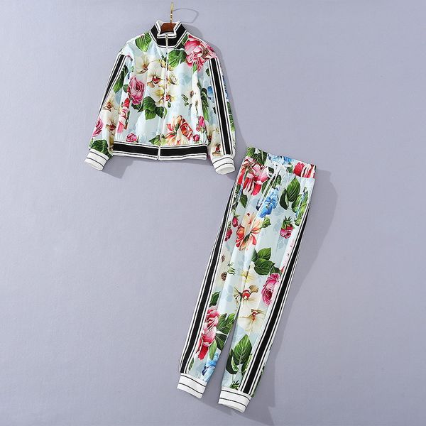 730 2020 brand same style two pieces sets zipper long sleeve flora print fashion womens clothes sh, White
730 2020 brand same style two pieces sets zipper long sleeve flora print fashion womens clothes sh, White