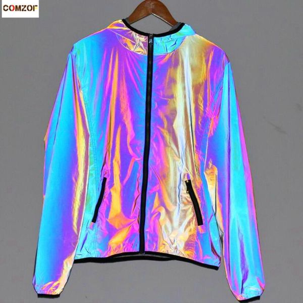 men jacket long sleeve colorful reflective coats hip hop punk night reflect light casual jackets chaquetas hombre, Black;brown
men jacket long sleeve colorful reflective coats hip hop punk night reflect light casual jackets chaquetas hombre, Black;brown