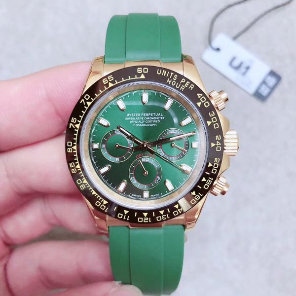 u1 factory 40mm green dial perpetual sapphire mens watches automatic mechanical watch ceramic bezel durable green rubber band wristwatches, Slivery;brown
u1 factory 40mm green dial perpetual sapphire mens watches automatic mechanical watch ceramic bezel durable green rubber band wristwatches, Slivery;brown