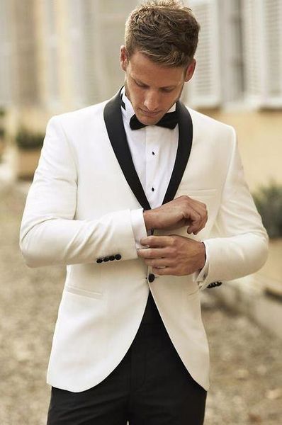 ivory men suit with black pants wedding tuxedos custom made groom formal slim fit prom suit 2pcs(jacket+pants), White;black
ivory men suit with black pants wedding tuxedos custom made groom formal slim fit prom suit 2pcs(jacket+pants), White;black