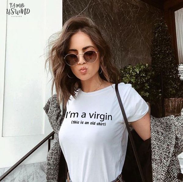im a virgin this is an old shirt letter print t shirts women short sleeve polyester casual basic tumblr tshirt funny graphic, White
im a virgin this is an old shirt letter print t shirts women short sleeve polyester casual basic tumblr tshirt funny graphic, White