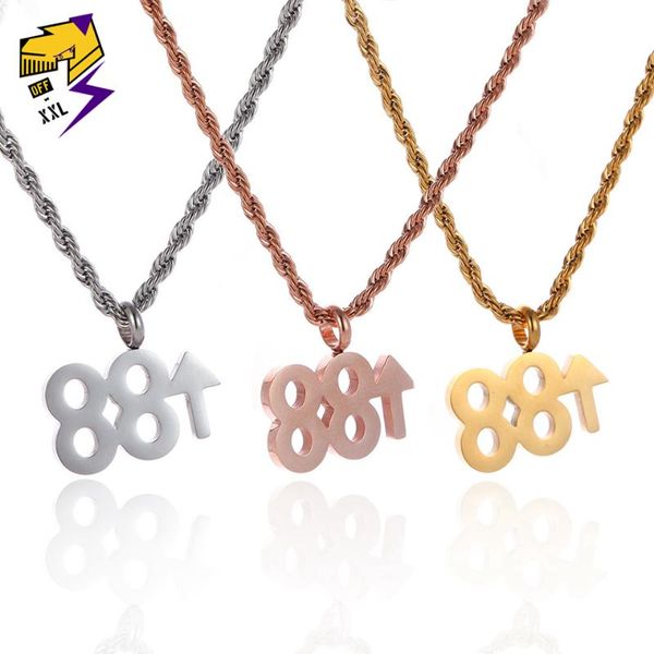 stainless steel 88 rising necklace men number necklace double eight black pendan/chain women hiphop jewelry 4 colors, Silver 
stainless steel 88 rising necklace men number necklace double eight black pendan/chain women hiphop jewelry 4 colors, Silver