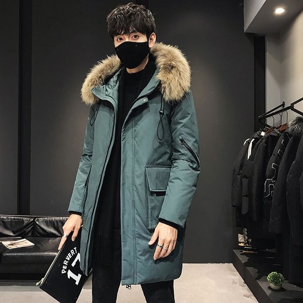 winter men's jacket down jacket women's mid-length couple's large fur collar hooded white duck down fashionable thickened too, Black
winter men's jacket down jacket women's mid-length couple's large fur collar hooded white duck down fashionable thickened too, Black
