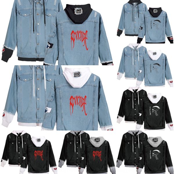 2019 american rapper xxx tentacion trendy women's denim 2019 american rapper xxx tentacion trendy women's denim coat coat, Black;brown