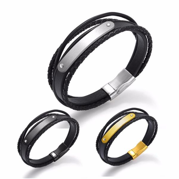 three-ring titanium steel curved smooth leather bracelet for men magnetic buckle leather accessories
three-ring titanium steel curved smooth leather bracelet for men magnetic buckle leather accessories
