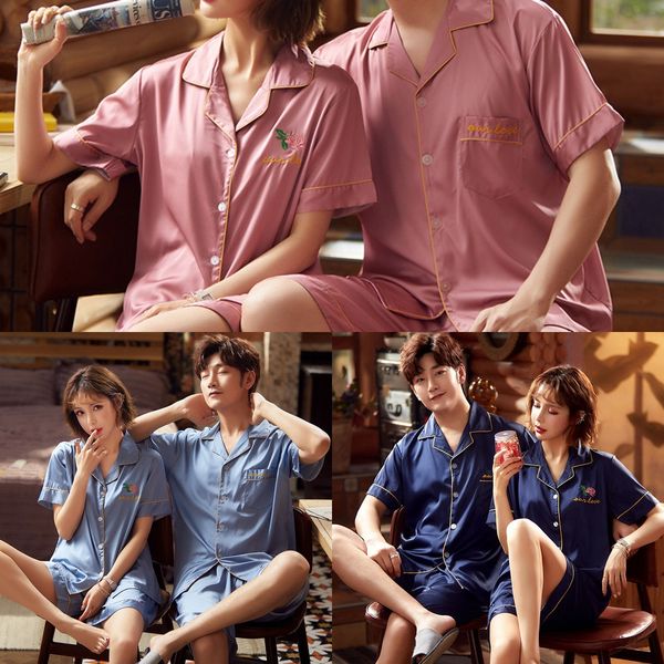 ptehp emuff couple dress simulation dress ice silk pajamas women's summer short-sleeved men's loose simulation silk thin family cl, Black;brown
ptehp emuff couple dress simulation dress ice silk pajamas women's summer short-sleeved men's loose simulation silk thin family cl, Black;brown