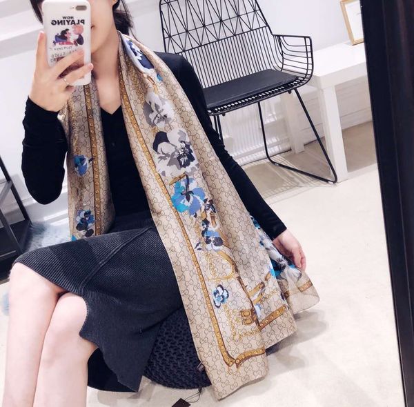2020 women imitation silk scarf floral flowers print scarves women letter fashion woman shawls size 180*90cm without box, Blue;gray
2020 women imitation silk scarf floral flowers print scarves women letter fashion woman shawls size 180*90cm without box, Blue;gray