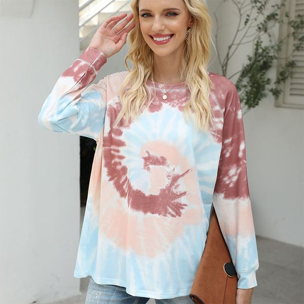style new autumn/winter 2020 women's wear color-changing long-sleeved tie-dyed loose blouse with round collar hoodies, Black
style new autumn/winter 2020 women's wear color-changing long-sleeved tie-dyed loose blouse with round collar hoodies, Black