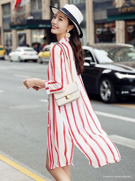 eyccm holiday beach sunscreen clothing women's 2020 shawl cardigan mid-length outer thin chiffon air-conditioned sunscreen air conditio, Black;brown 
eyccm holiday beach sunscreen clothing women's 2020 shawl cardigan mid-length outer thin chiffon air-conditioned sunscreen air conditio, Black;brown