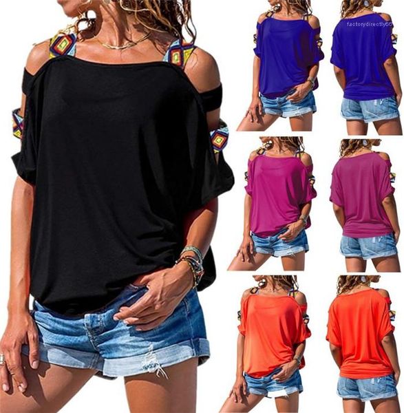 famale casual clothes women hollow out strapless tshirt short sleeve pure color sunmmer loose tees, White
famale casual clothes women hollow out strapless tshirt short sleeve pure color sunmmer loose tees, White