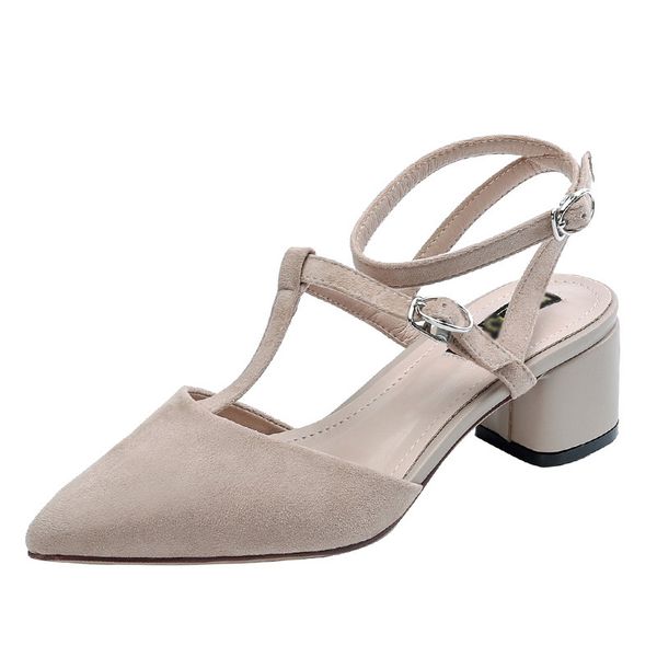 women plus size high heel women shoes 2020 casual shallow mouth shoes low heel sandals female ankle strap summer, Black