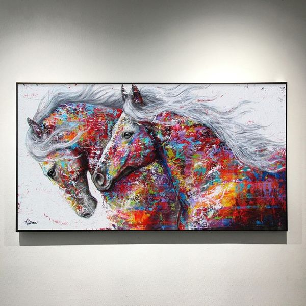 two running horses canvas painting wall art pictures modern abstract animal prints and posters for living room decor
two running horses canvas painting wall art pictures modern abstract animal prints and posters for living room decor