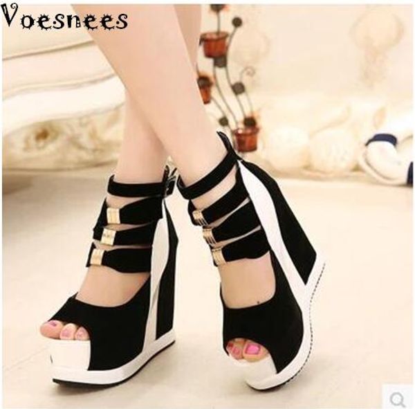 women platform sandals 2020 wedges 14cm fish mouth color matching summer sweet woman shoes high heel ladies shoes, Black
women platform sandals 2020 wedges 14cm fish mouth color matching summer sweet woman shoes high heel ladies shoes, Black