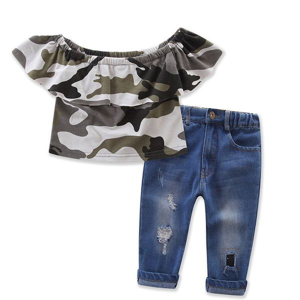 girls clothes sets camouflage shirts+ denim pants/jeans 2pcs/set clothing children tracksuits for girls, White
girls clothes sets camouflage shirts+ denim pants/jeans 2pcs/set clothing children tracksuits for girls, White