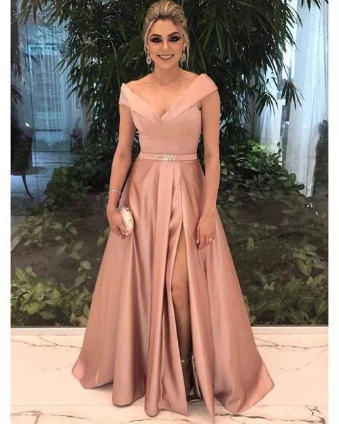 a-line elegant pink prom formal evening dress off shoulder short sleeve sweep / brush train satin with split front, Black;red
a-line elegant pink prom formal evening dress off shoulder short sleeve sweep / brush train satin with split front, Black;red