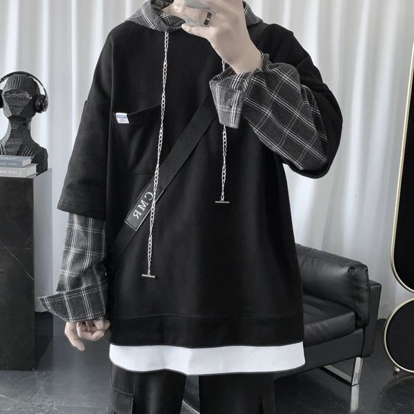 mens fashion hoodies autumn new loose patchwork plaid fake two hooded sweatshirts loose casual male streetwear, Black
mens fashion hoodies autumn new loose patchwork plaid fake two hooded sweatshirts loose casual male streetwear, Black