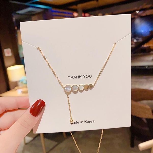 korean fashion white fritillary necklace women clavicle chain short titanium steel simple temperament clavicle necklace, Silver 
korean fashion white fritillary necklace women clavicle chain short titanium steel simple temperament clavicle necklace, Silver