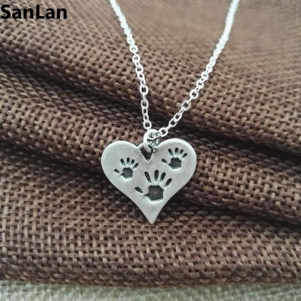 three hand prints necklace heart charm necklaces & pendants mother child jewelry gift sanlan, Silver
three hand prints necklace heart charm necklaces & pendants mother child jewelry gift sanlan, Silver