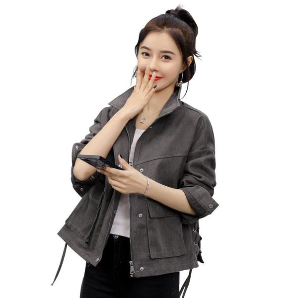 women's jackets jacket 2021 autumn denim female korean eay match loose student, Black;brown
women's jackets jacket 2021 autumn denim female korean eay match loose student, Black;brown