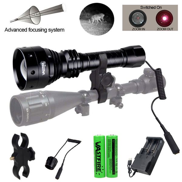 T67 Ir Night Vision 10w 850nm Led Zoomable Luz Infrared Radiation Tactical Hunting Torch 18650