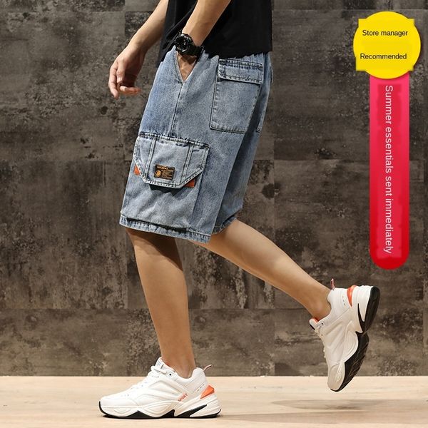 2020 summer new overalls underpants and denim shorts casual large size men's shorts trendy ins elastic waist multi-pocket overalls, Blue
2020 summer new overalls underpants and denim shorts casual large size men's shorts trendy ins elastic waist multi-pocket overalls, Blue
