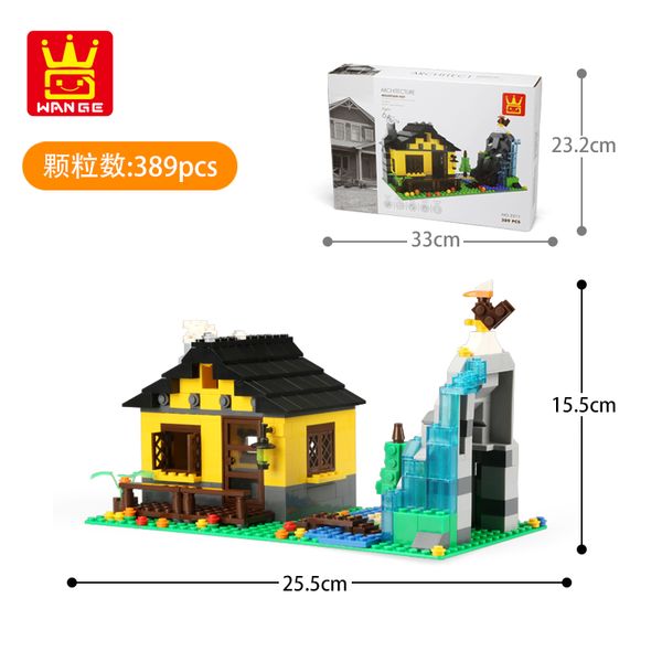 Children's Building Blocks Educational Toys Deep Mountain Cottage Model 389pcs Exquisite Gift Box For Children's Gifts