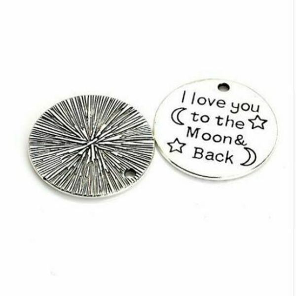 100pcs antique silver charms fashion jewelry alloy round i love you to the moon and back pendant charm for bracelet making accessories, Bronze;silver
100pcs antique silver charms fashion jewelry alloy round i love you to the moon and back pendant charm for bracelet making accessories, Bronze;silver