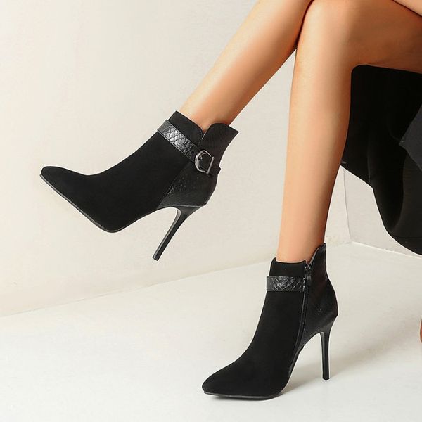 spring 2020 new women's shoes frosted leather pointed thin heel short boots leopard print high heels european fashion, Black
spring 2020 new women's shoes frosted leather pointed thin heel short boots leopard print high heels european fashion, Black