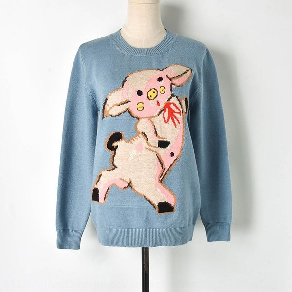 2019 new haze blue jacquard pig knitted jacquard pullover sweater women's pullover q81232, White;black
2019 new haze blue jacquard pig knitted jacquard pullover sweater women's pullover q81232, White;black