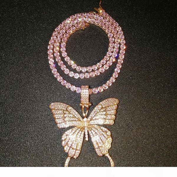 fine jewelry rose gold micro pave pink cz cubic zircon diamond cuban link chain tennis butterfly necklace hip hop jewelry, Silver
fine jewelry rose gold micro pave pink cz cubic zircon diamond cuban link chain tennis butterfly necklace hip hop jewelry, Silver