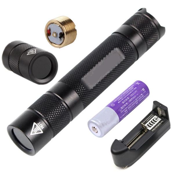 365nm Uv Purple Light Led Jade Test Jewelry Identification Fluorescence Detection 18650 Torch W/ Battery And Charger