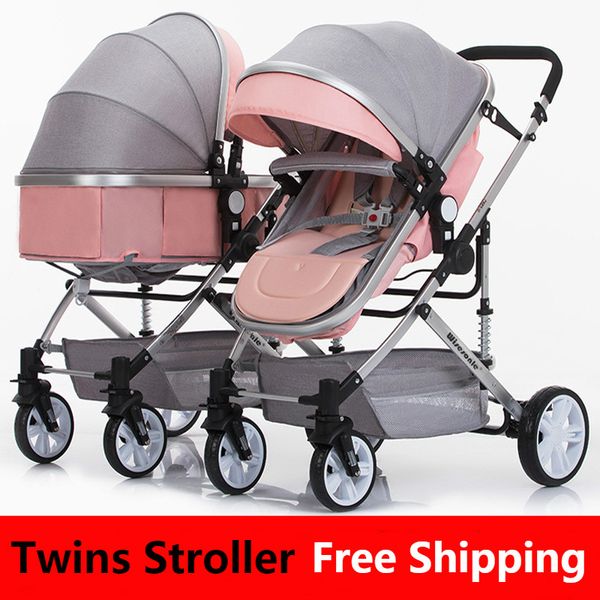 Newborn Baby Twins Strollers Double Twin Stroller 3 In 1 Weighlight Foldable Double Umbrella Stroller 0-3y Salesmaker Carts