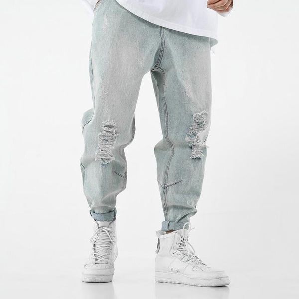 men's jeans hip hop ripped men hole loose harem pants rotos hombre harajuku modis homme streetwear trousers male, Blue
men's jeans hip hop ripped men hole loose harem pants rotos hombre harajuku modis homme streetwear trousers male, Blue