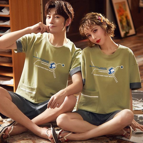 icnsq 20 new short-sleeved pajamas women's pure cotton home clothes summer men's couple casual two-piece home clothes shorts and s, Blue;red
icnsq 20 new short-sleeved pajamas women's pure cotton home clothes summer men's couple casual two-piece home clothes shorts and s, Blue;red