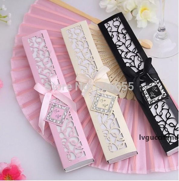 wholesale- 100pcs/lot luxurious silk fold hand fan in elegant laser-cut gift box (black; ivory) party favors/wedding gifts
wholesale- 100pcs/lot luxurious silk fold hand fan in elegant laser-cut gift box (black; ivory) party favors/wedding gifts